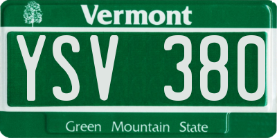 VT license plate YSV380