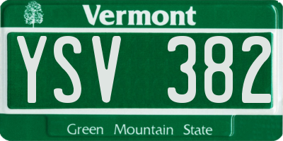 VT license plate YSV382