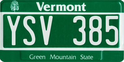 VT license plate YSV385