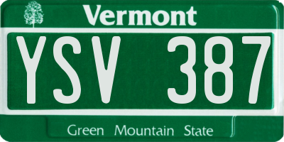 VT license plate YSV387