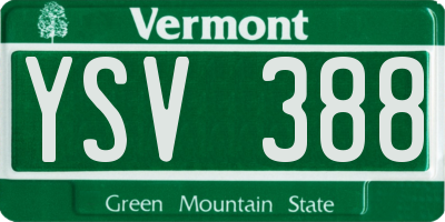VT license plate YSV388
