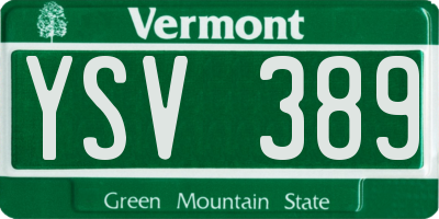 VT license plate YSV389