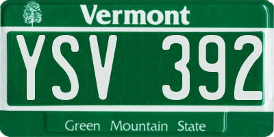 VT license plate YSV392