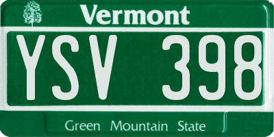 VT license plate YSV398