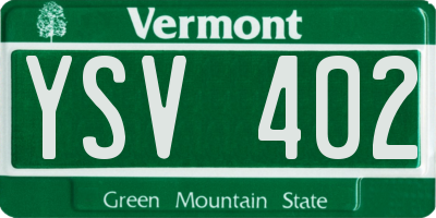 VT license plate YSV402