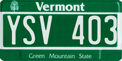VT license plate YSV403