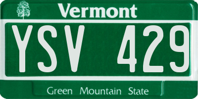VT license plate YSV429