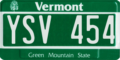 VT license plate YSV454