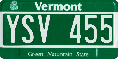 VT license plate YSV455