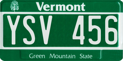 VT license plate YSV456