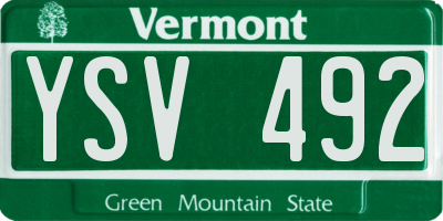 VT license plate YSV492