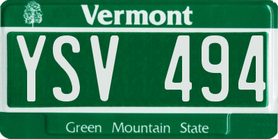 VT license plate YSV494