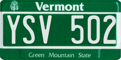 VT license plate YSV502