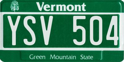 VT license plate YSV504