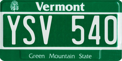 VT license plate YSV540