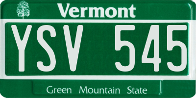 VT license plate YSV545
