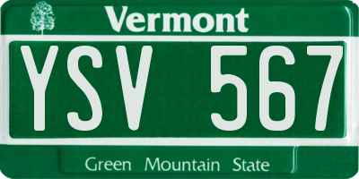 VT license plate YSV567