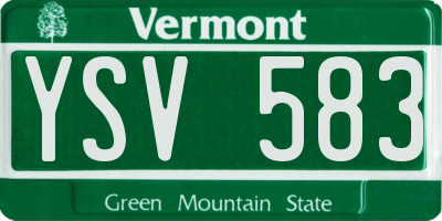 VT license plate YSV583