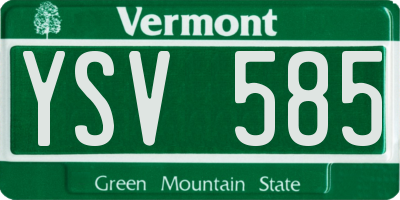 VT license plate YSV585
