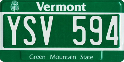 VT license plate YSV594