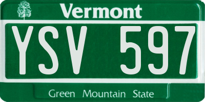 VT license plate YSV597