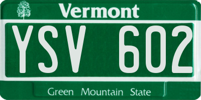 VT license plate YSV602