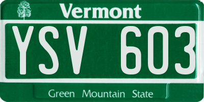 VT license plate YSV603