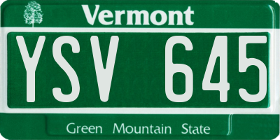 VT license plate YSV645