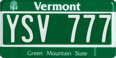 VT license plate YSV777