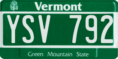 VT license plate YSV792