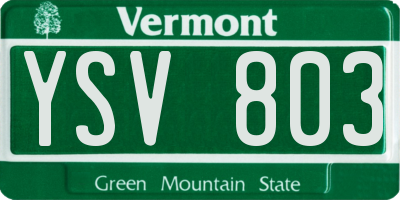 VT license plate YSV803
