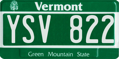 VT license plate YSV822