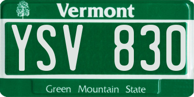 VT license plate YSV830
