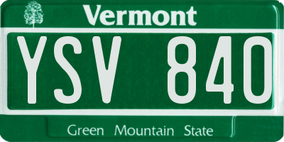 VT license plate YSV840