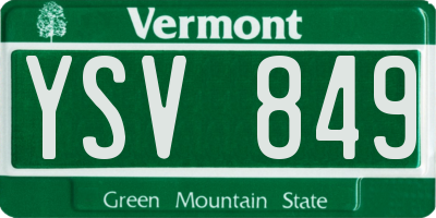 VT license plate YSV849