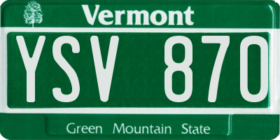 VT license plate YSV870