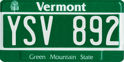 VT license plate YSV892