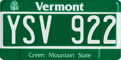 VT license plate YSV922