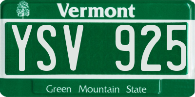 VT license plate YSV925