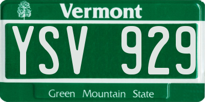 VT license plate YSV929