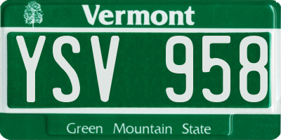VT license plate YSV958