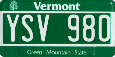 VT license plate YSV980