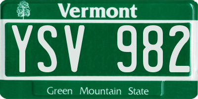 VT license plate YSV982