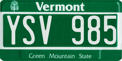 VT license plate YSV985