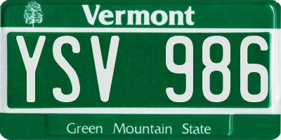 VT license plate YSV986