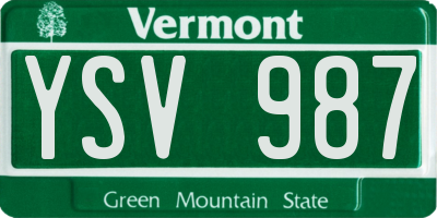 VT license plate YSV987