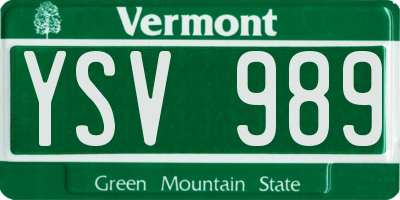 VT license plate YSV989