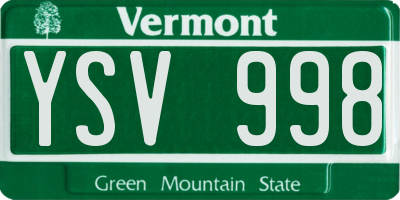 VT license plate YSV998