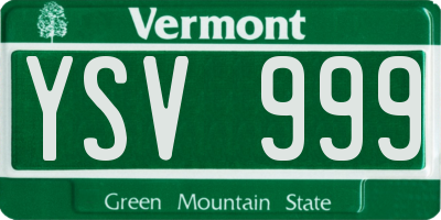VT license plate YSV999