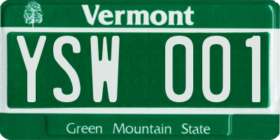 VT license plate YSW001